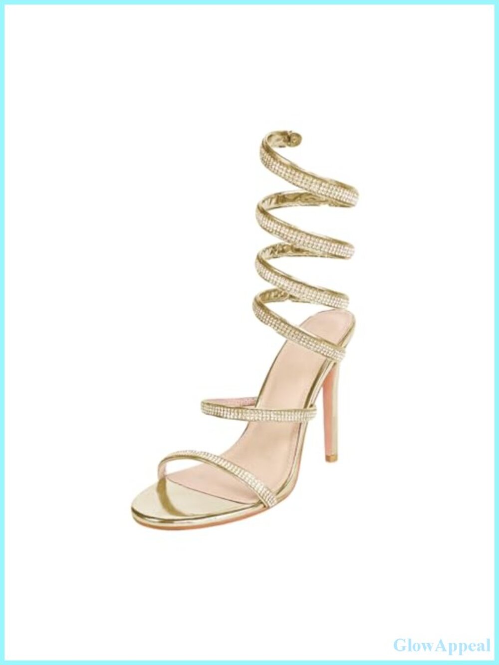 Rhinestone Sparkly Heeled Sandals Ankle Wrap Faux Leather Evening Party Prom